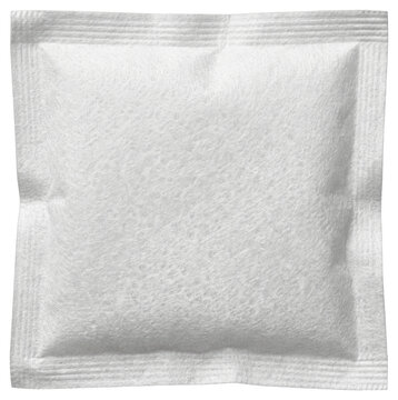 White square desiccant silica gel sachet bag isolated on transparent