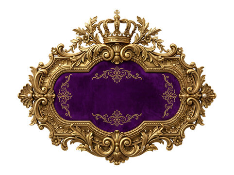 Ornate gold royal frame isolated on transparent background