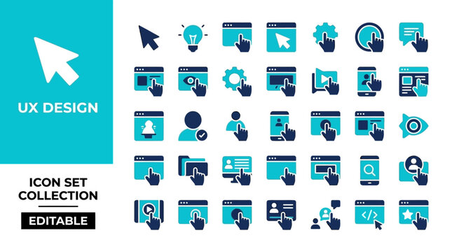 User interface and experience icon set for web and mobile apps