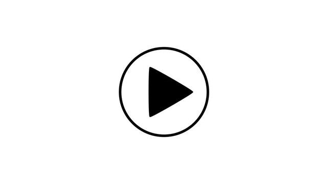 Minimal play button animation with loading circle on white background.
