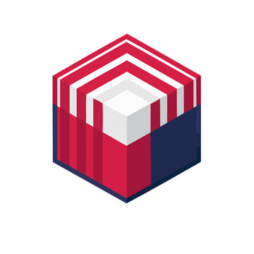 Isometric Hexagonal Box Vector Illustration