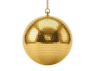 Obraz premium Golden disco ball isolated on transparent background