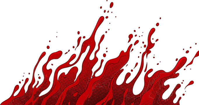 Red Comic Style Liquid Splash Illustration with Halftone Dots