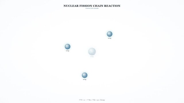 Nuclear Fission Chain Reaction Animation with Uranium-235 Splitting and Neutron Release Scientific Diagram