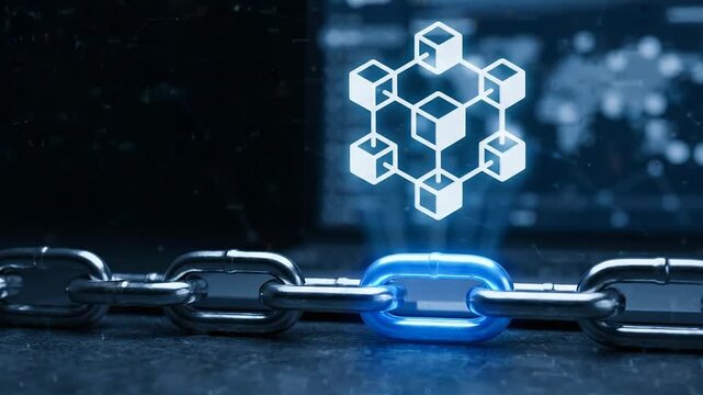 Blockchain Chain Cyber Security Digital Identity Link Network Data Ledger Encryption Secure Trust Decentralization Technology Protection