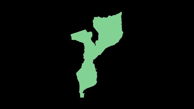 Mozambique green 3D map spin perfect 10 second loop black background