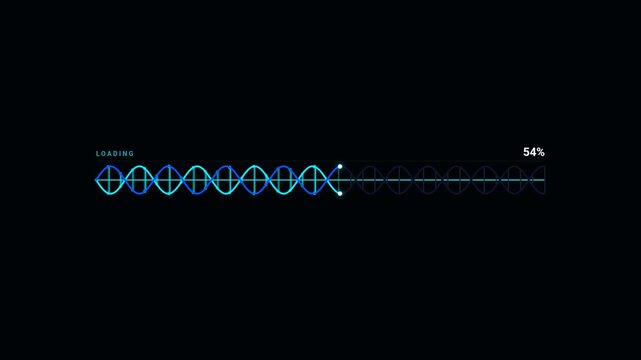 Digital DNA Helix Loading Bar Animation for Biotech Science Interfaces
