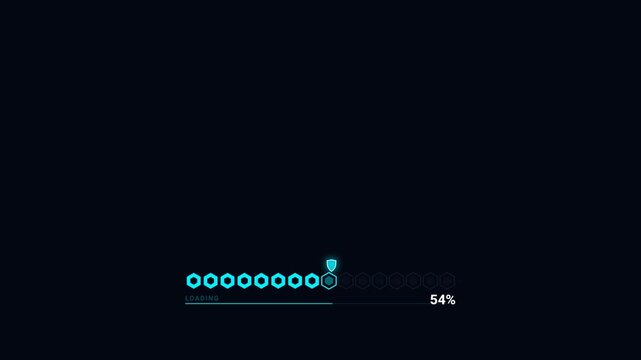 Digital Blue Loading Progress Bar with Futuristic HUD Interface Elements