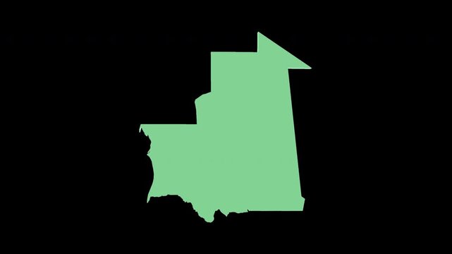 Mauritania green 3D map spin perfect 10 second loop black background