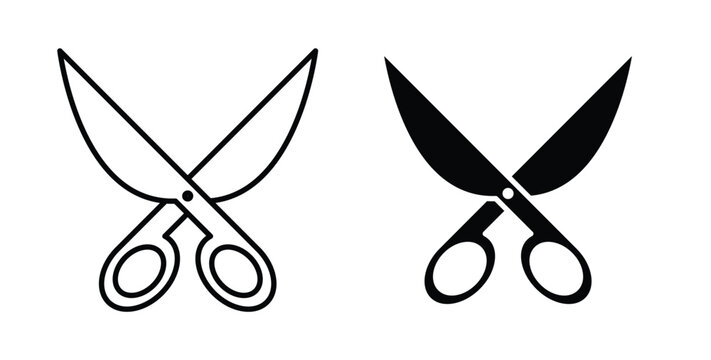Scissor icon thin symbol group. EPS10
