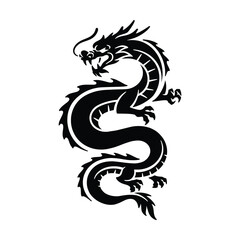 Fototapeta premium Dragon silhouette illustration. Dragon vector logo icon