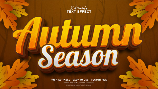 Autumn season 3d editable text effect, fall 3d vector