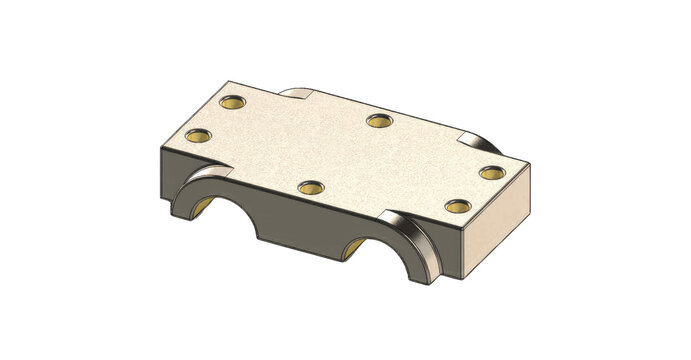 3D Mechanical Mounting Plate CAD Model from SolidWorks Isolated on White Background
