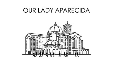 Fototapeta premium Line art illustration of the Basilica of Our Lady Aparecida.