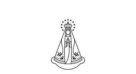 Fototapeta premium Minimalist line art illustration of Our Lady of Aparecida.