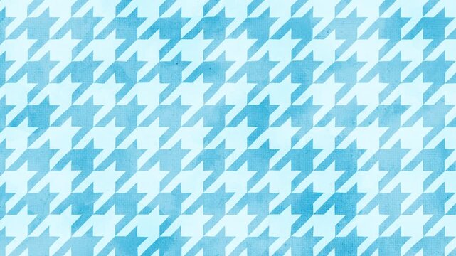 Hand drawn houndstooth pattern background video: bright blue color, loop