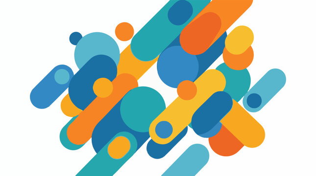 Dynamic abstract pattern of overlapping rounded rectangles and circles