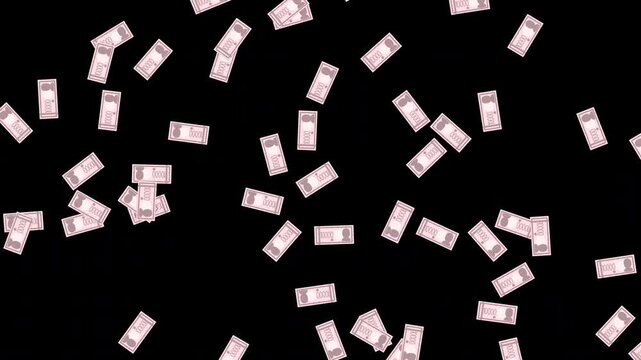 賑やかに降り注ぐ一万円札風の紙幣