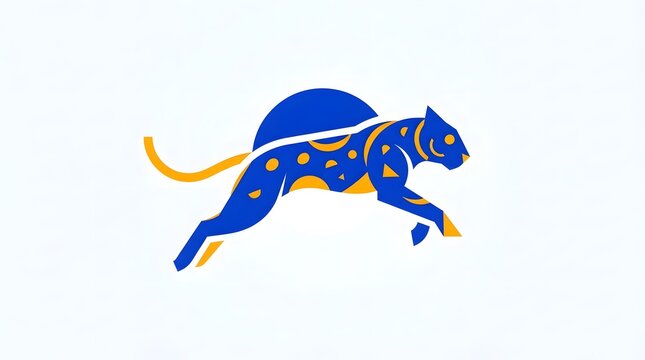 Abstract blue and yellow leopard logo design on white background