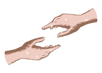 Fototapeta premium Helping hands png sticker, friendship sparkly aesthetic illustration, transparent background