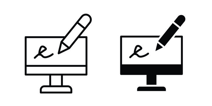 Electronic signature icon editable graphics bundle