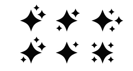 Minimal sparkling star ai icon collection with black magic shine symbols for cleaning, quality, and enhancement © Hendra Susanto0311