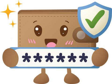 Cute wallet with smiling face and blush cheeks