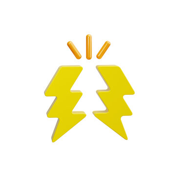 lightning bolt 3d render icons