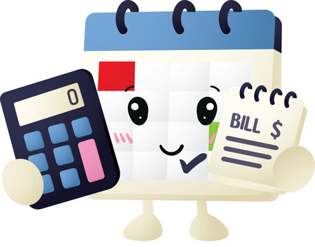 Cute calendar holds calculator and bill