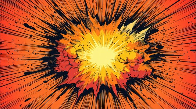 Comic book explosion effect. Dynamic burst background for action graphics and design.