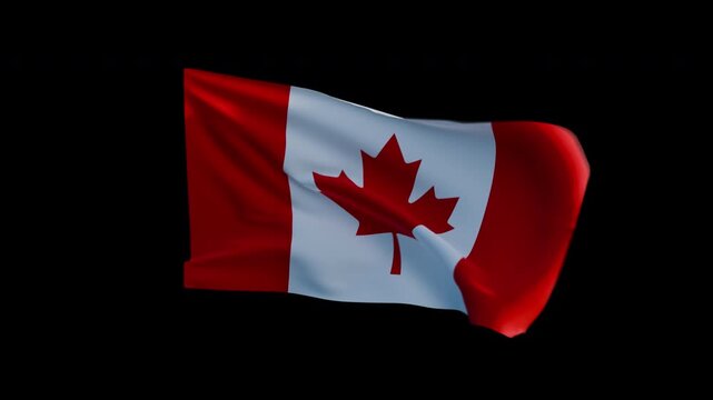 A High‑resolution Canada Flag Waving Seamless Loop 4K Alpha Channel Video