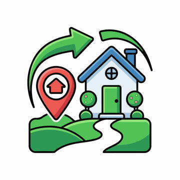 Home location and circular route symbol