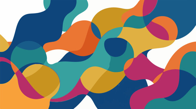 Overlapping abstract organic shapes in bold complementary colors
