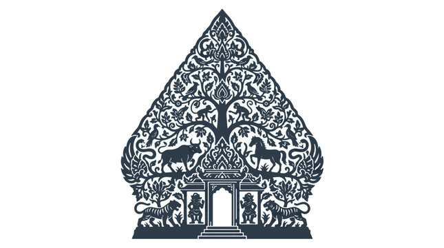 Gunungan Wayang Kulit Javanese Shadow Puppet Silhouette