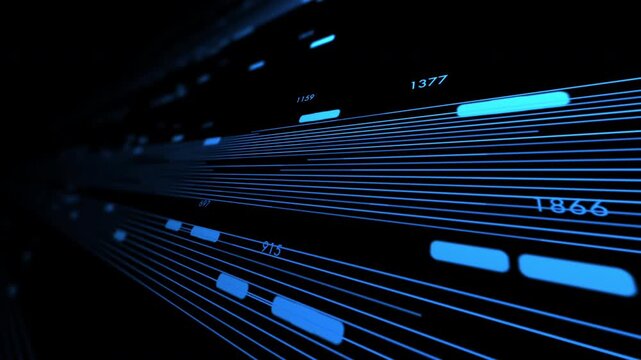 Dynamic 3D data stream representing artificial intelligence, big data processing, and high-speed digital communication. Ideal for technology, cloud computing, cybersecurity, and business presentations