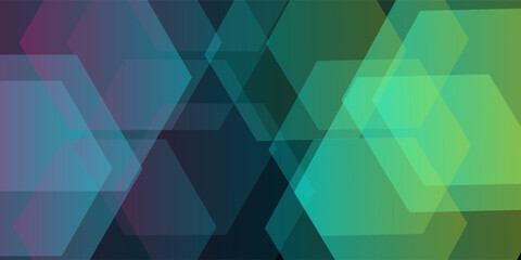 Obraz premium Abstract Hexagon Technology Background with Blue and Green Gradient