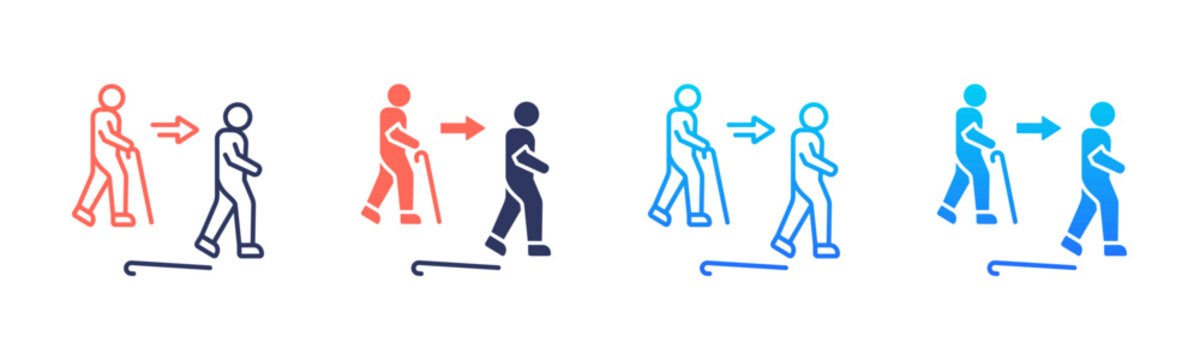 Walking Rehabilitation Icon Pack In Multiple Styles