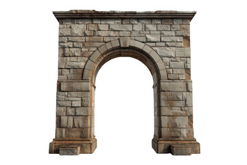 Obraz premium Stone archway with rustic blocks and ancient weathered texture, creating a historic entrance or portal, transparent background