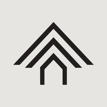 Modern abstract house icon with triple roof layers
