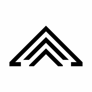 Triple layered chevron triangle roof icon