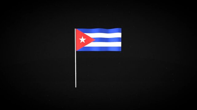 Three Cuban flags waving on black background