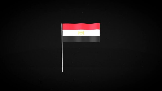 Three Egyptian flags waving on black background