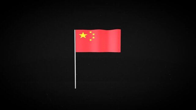 Three small flags of China isolated on black background