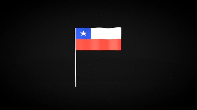 Three small flags of Chile waving isolated