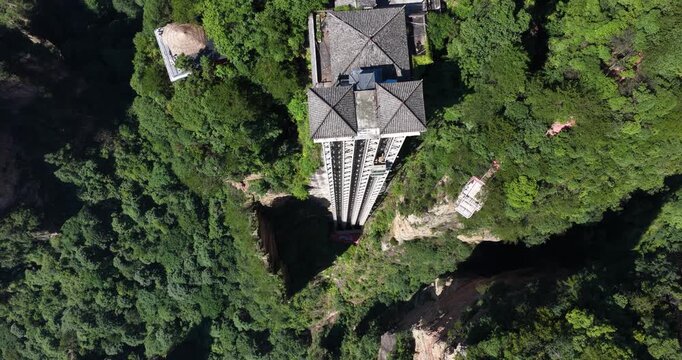 Observation elevator at mountain of Zhangjiajie Wulingyuan National Park,China