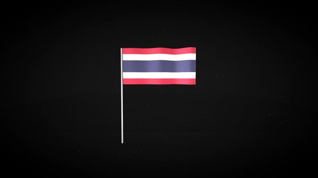 Three Thailand national flags isolated on black background