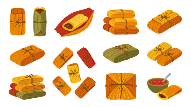 Traditional Wrapped Food Bundle and Meal Icons