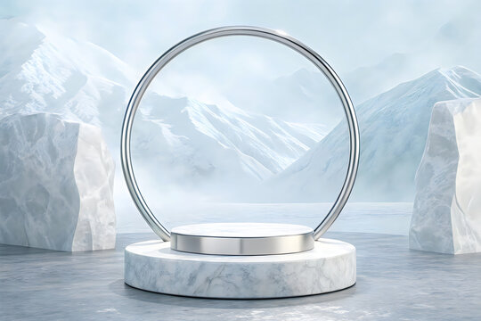 Elegant snow globe with a minimalist metal frame and base