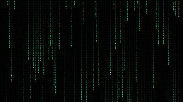 Matrix style falling green digital binary code background