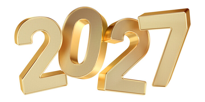 2027 golden symbol new year isolated metallic gold colored as luxury numbers
